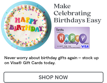 Hero Banner 2 - Happy Birthday from Vanilla Visa Gift Cards