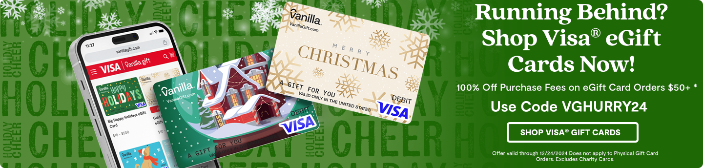 Hero Banner 1 - Last Minute Holiday Shopping Visa Gift Cards