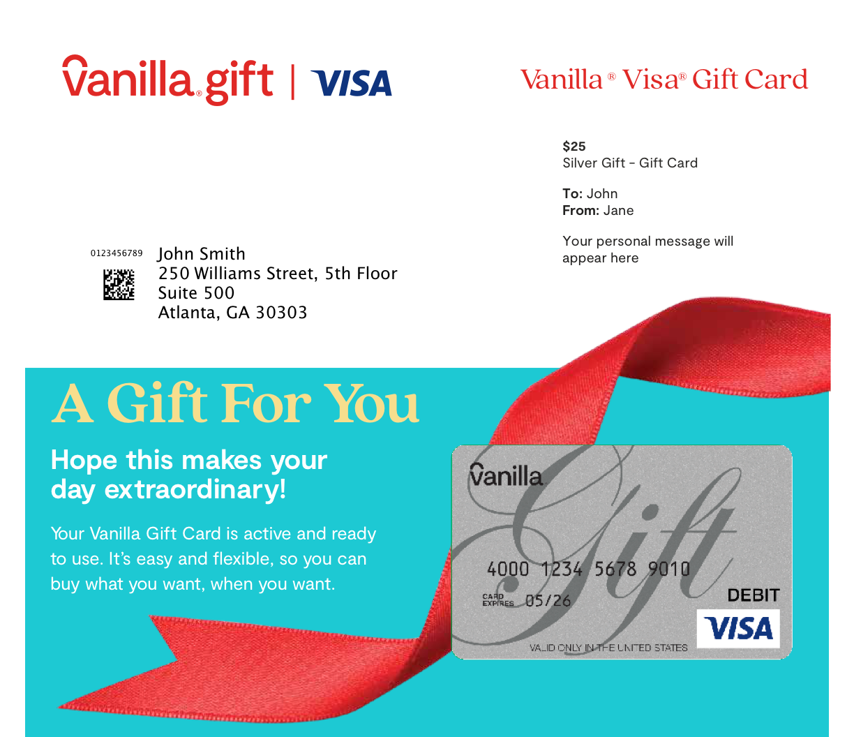 Rose Gold Gift Card With Bow Luxury Gift Card Vanilla Gift